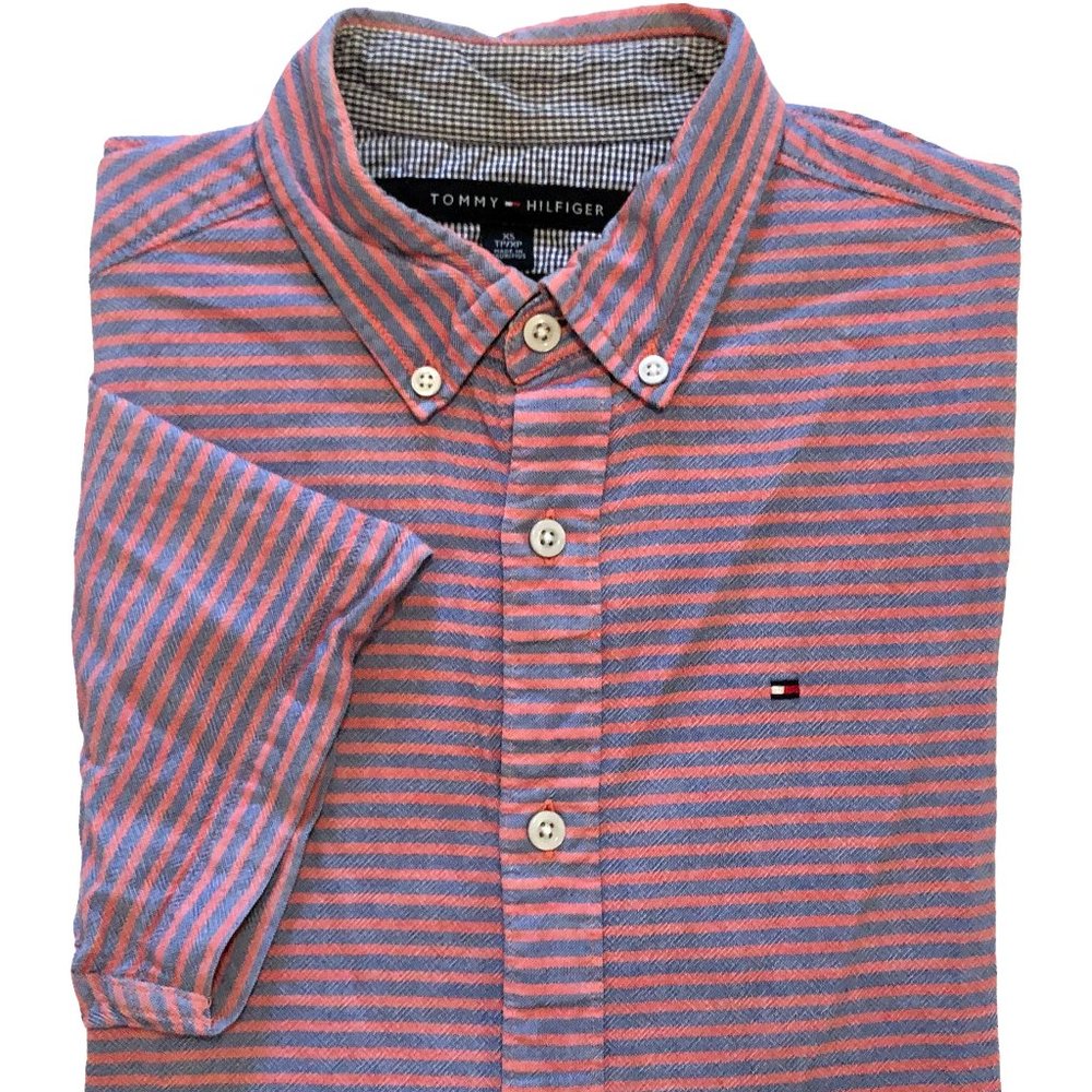 SALE XS Tommy Hilfiger Striped Short-Sleeved Shirt